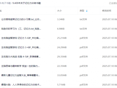 409本关于记忆力训练书籍