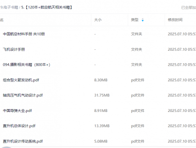 120本+航空航天相关书籍